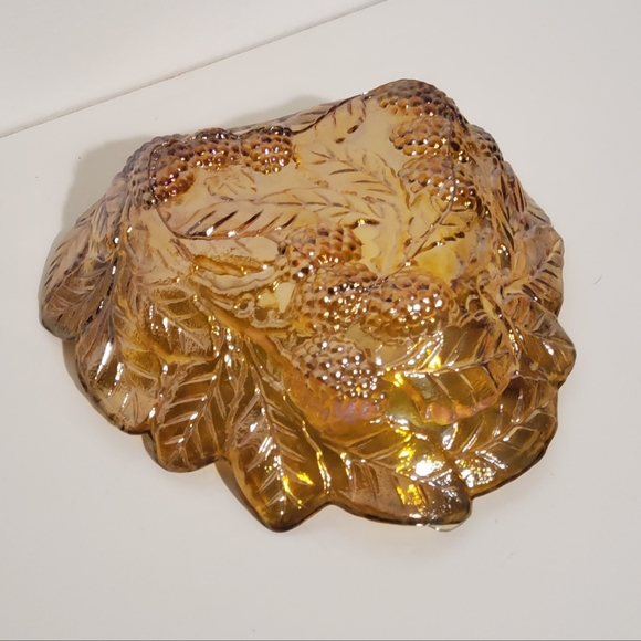 Vintage Indiana Carnival Iridescent Orange Amber Glass Bowl - Picture 7 of 8